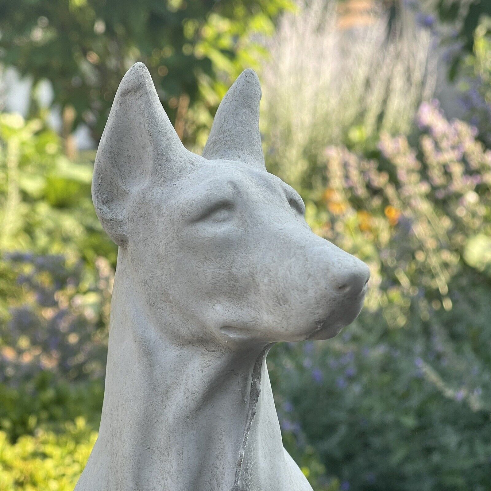 Concrete Doberman Pinscher Statue Outdoor Garden Memorial Sculpture Dog Figurine