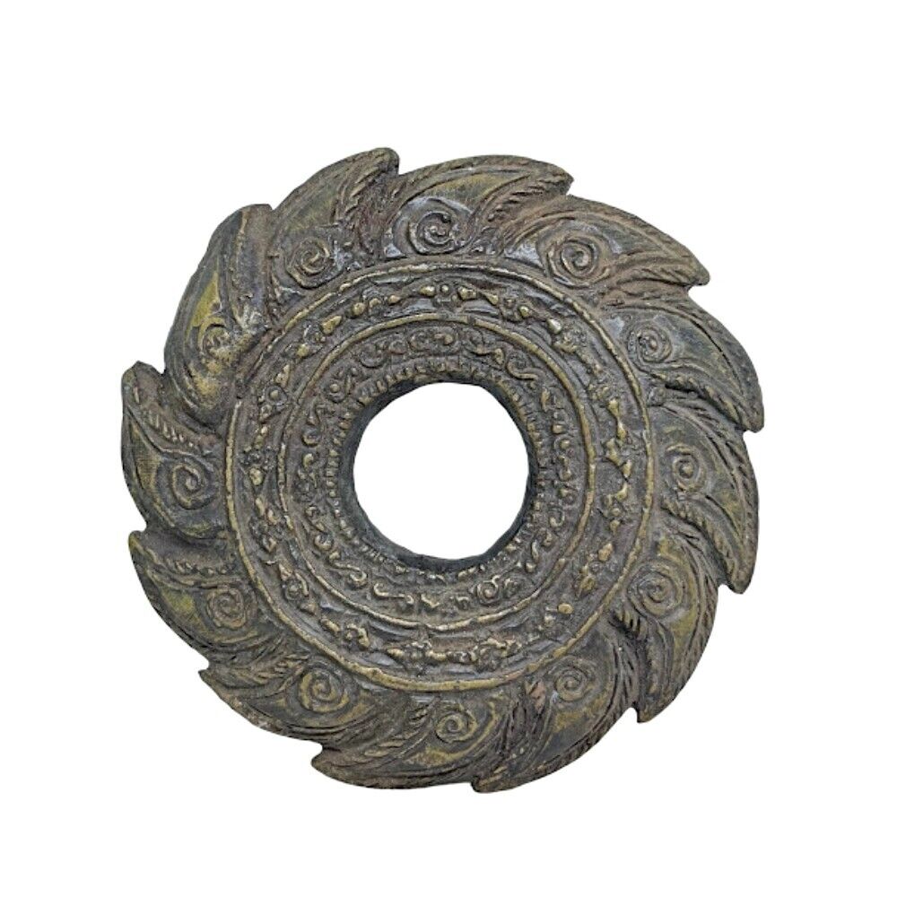 Sudarshana Chakra Disc of Hindu God Narayan Krishna Khmer ฺBrass Statue #2
