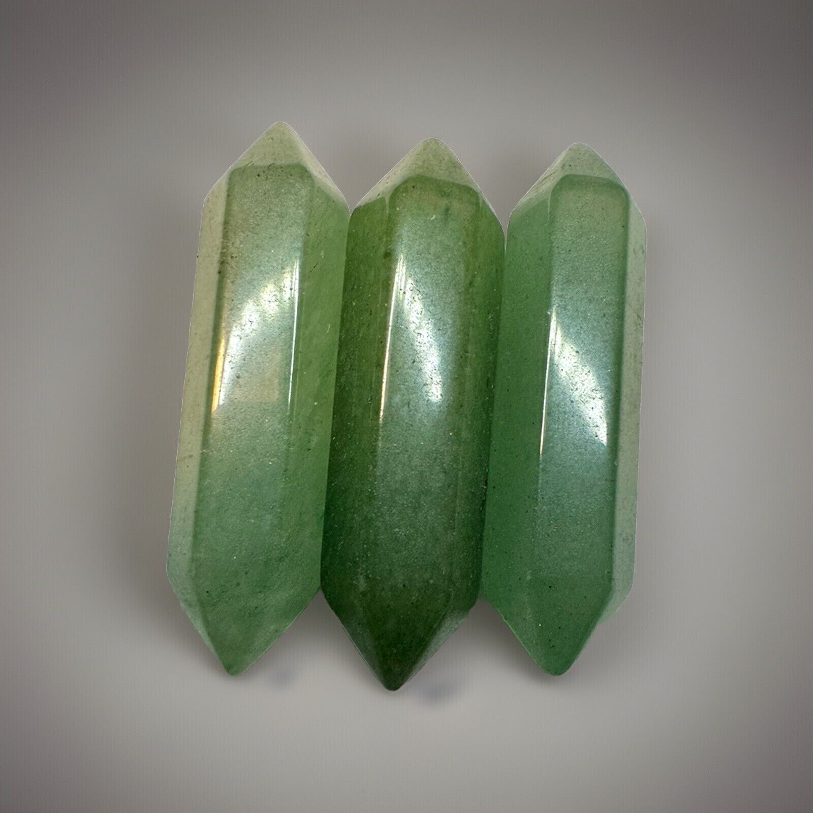 Lot 3 Mini Green Aventurine Crystal Wand Points 12.3 Grams
