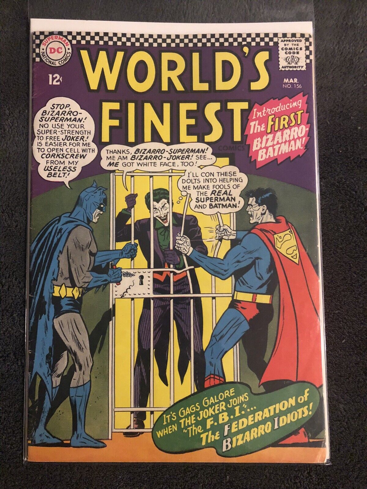 World's Finest Comics #156 1966 First Appearance Bizarro Batman 