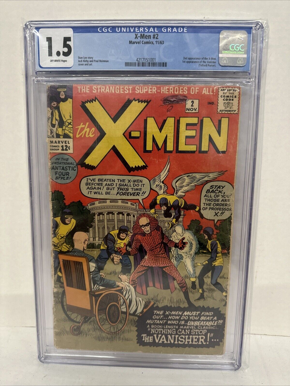 X-MEN #2 CGC 1.5 2ND APPEARANCE X-MEN MARVEL 1963 Off White Pages Stan Lee Kirby
