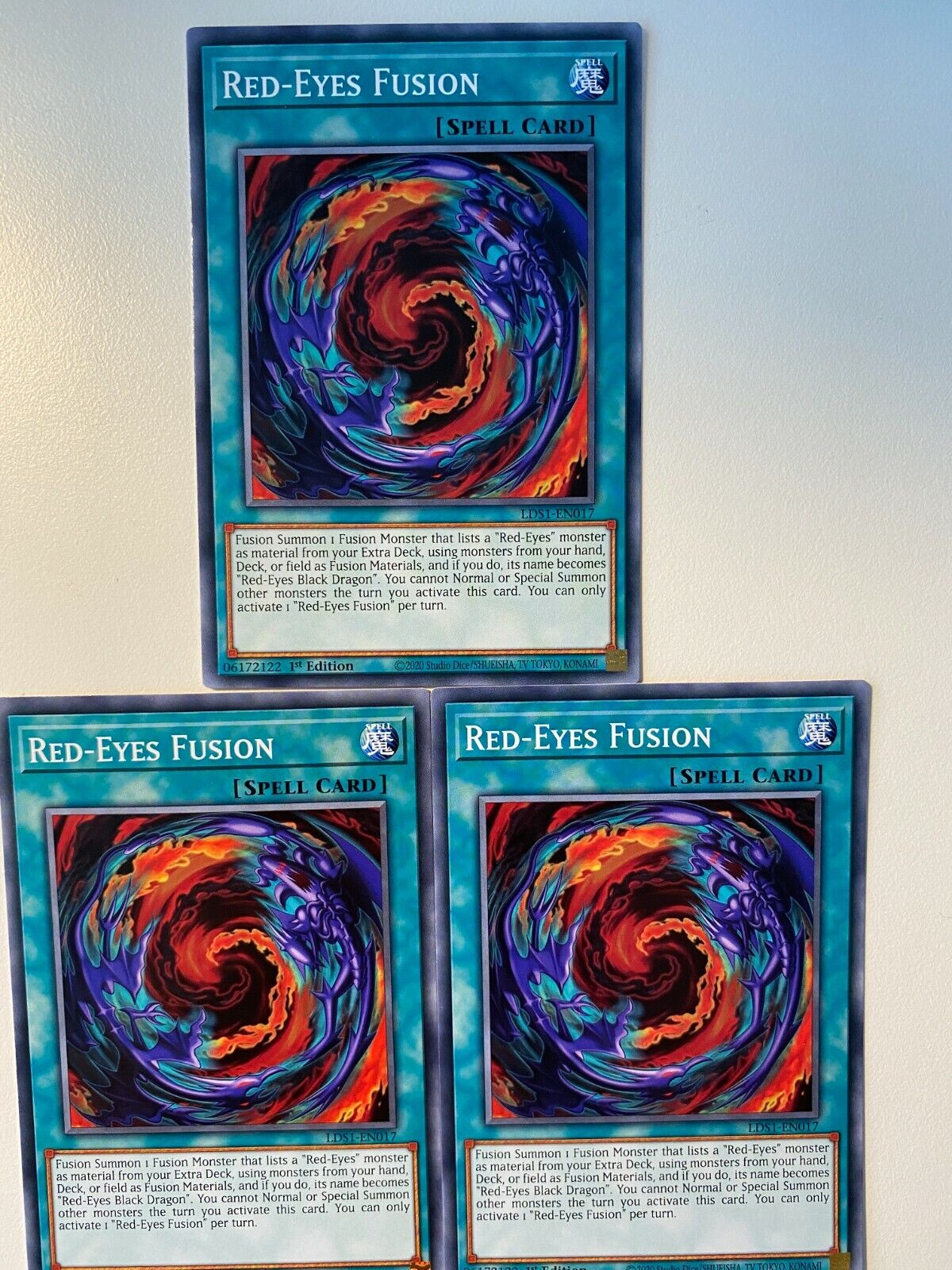 Yugioh Red-Eyes Fusion LDS1-EN017 Common Mint Condition x3 