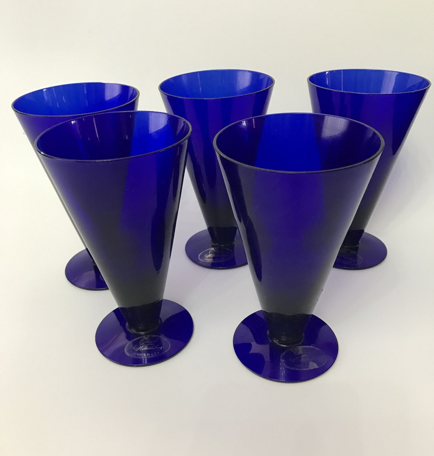 5 X Cobalt Blue Colonial Williamsburg By Judel Drinking Glasses 8 Oz. New