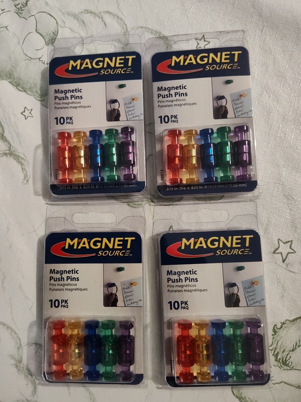 40 piece Magnetic Push Pins, Assorted Color 4 Packs (Total Of 40 Pins)