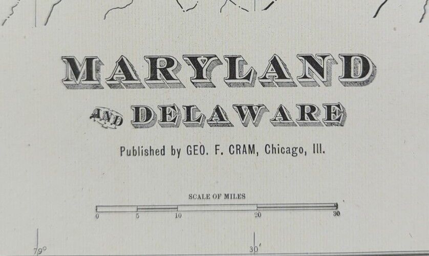 Vintage 1903 MARYLAND DELAWARE Map 22