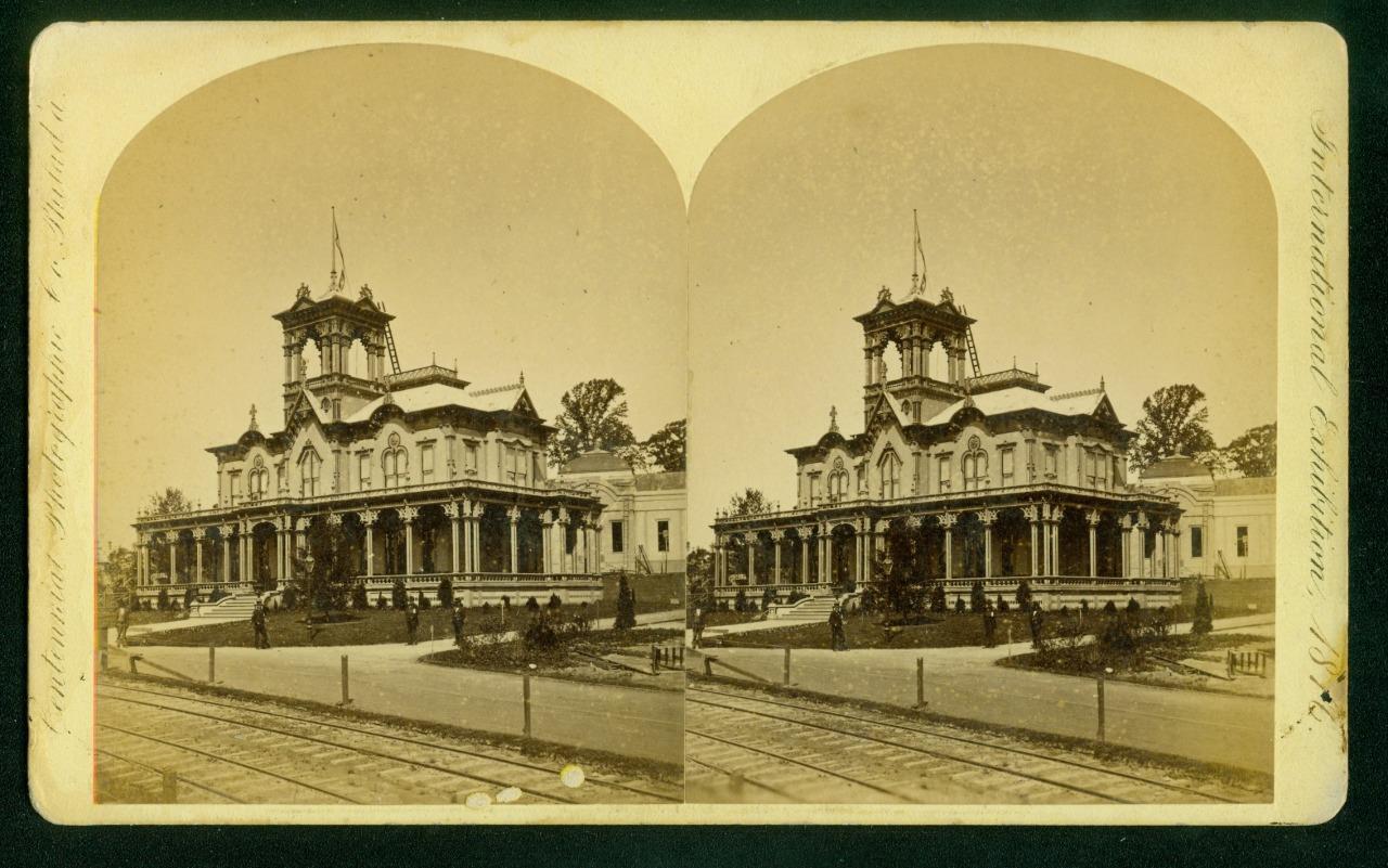 b189, Centennial Photo. Stereoview, # -, New York State Building, 1876 Expo