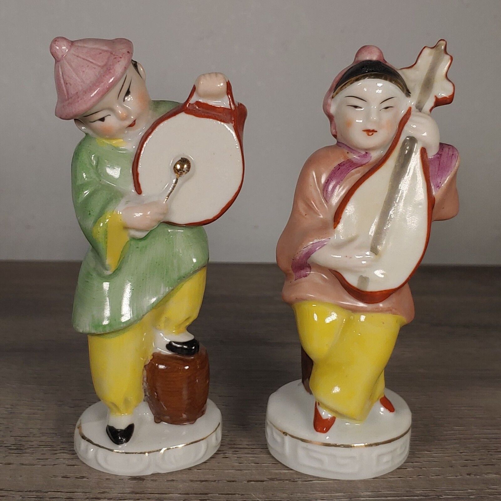 Vintage Occupied Japan Porcelain Figurines -Traditional Musicians Playing Instru