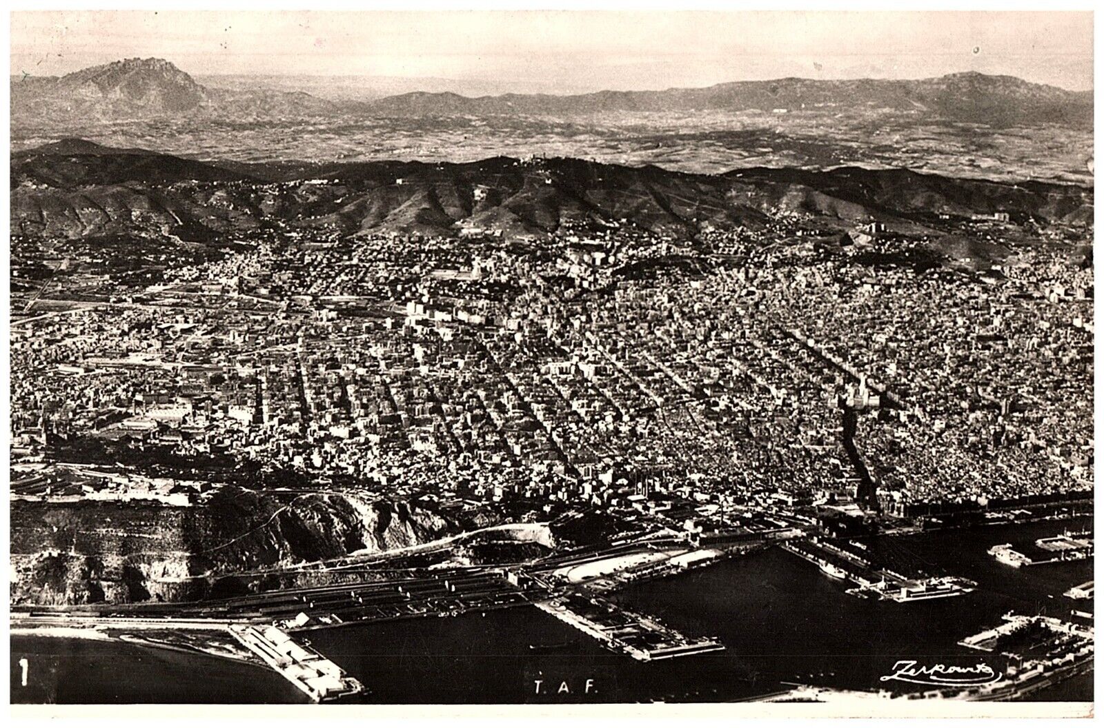 c1930s Postcard Barcelona Spain Tibidabo Mountain Plane Photo by Adolf Zerkowitz