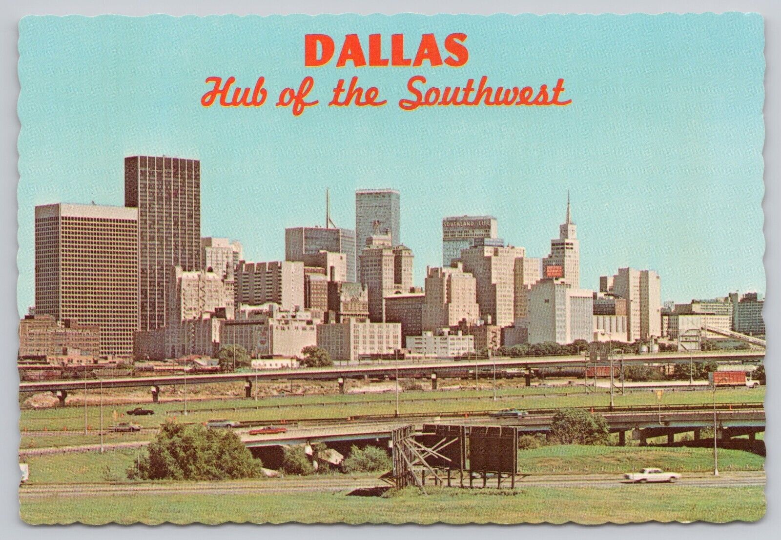 Dallas Texas, Big D Skyline Freeways, Hub of the Southwest, Vintage Postcard