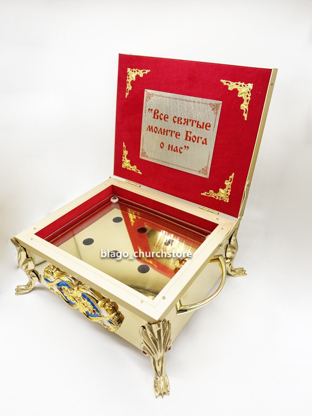 Orthodox Ark For Holy Relics For 6 Reliquary Bulat Red Velvet Church Ark 11.61\