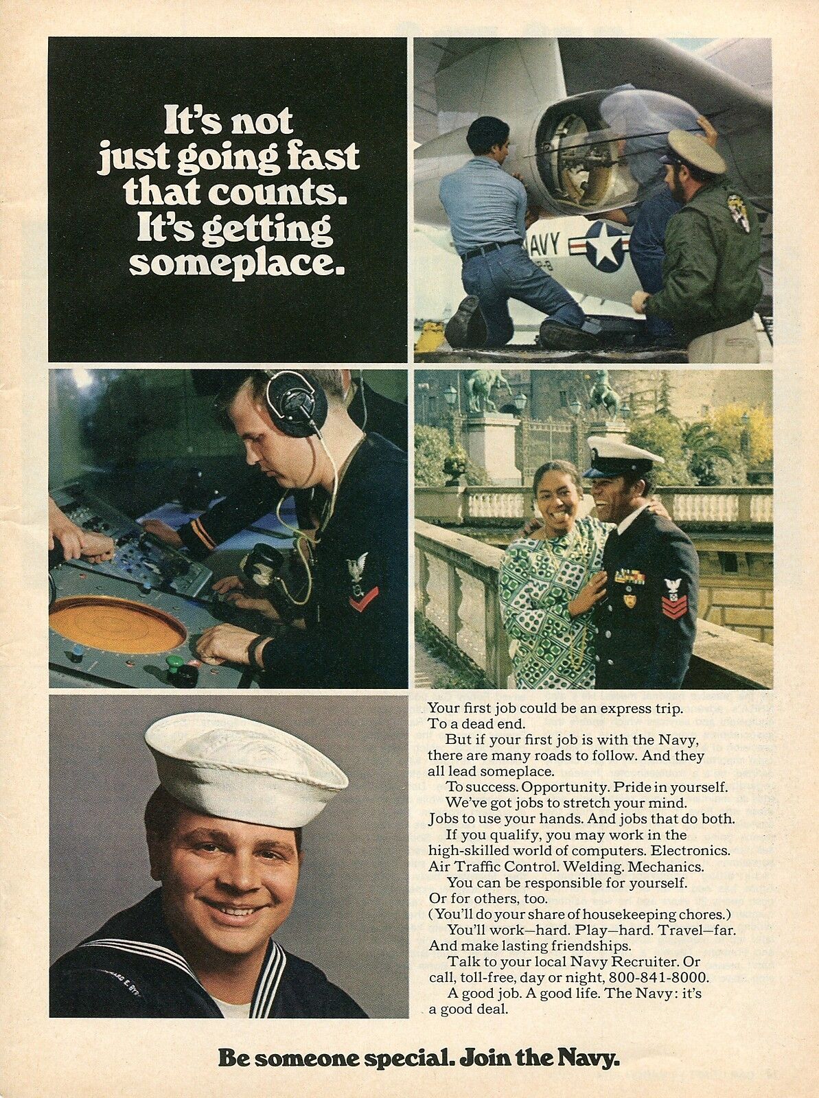 1974 Print Ad of US Navy Be Someone Special Aircraft Mechanic Radar Operator