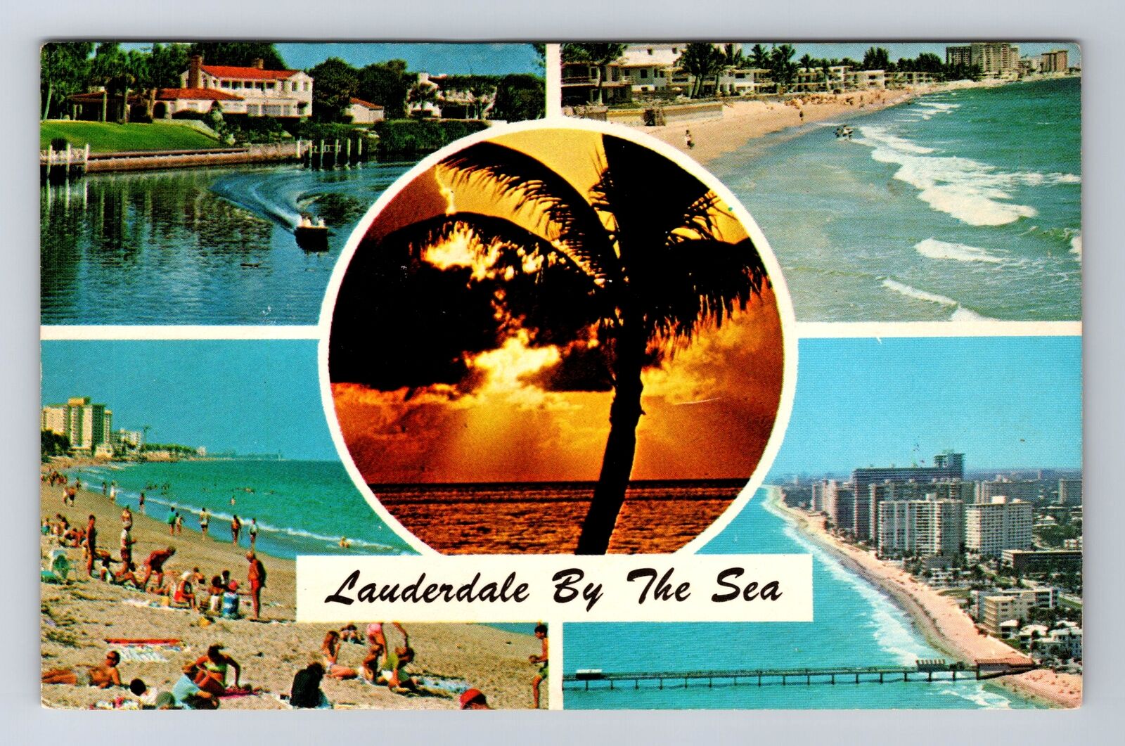 Lauderdale By The Sea FL-Florida, Scenic View Of Beach Area, Vintage Postcard