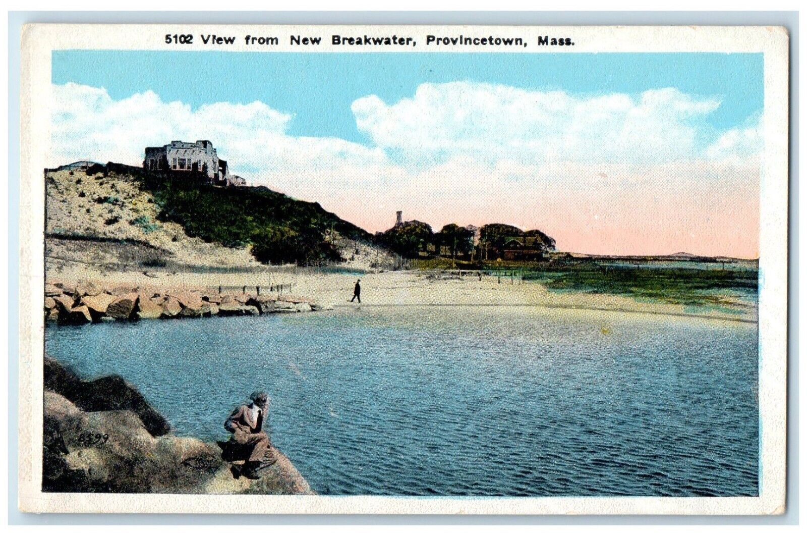 c1920 View New Breakwater Provincetown Massachusetts MA Vintage Antique Postcard
