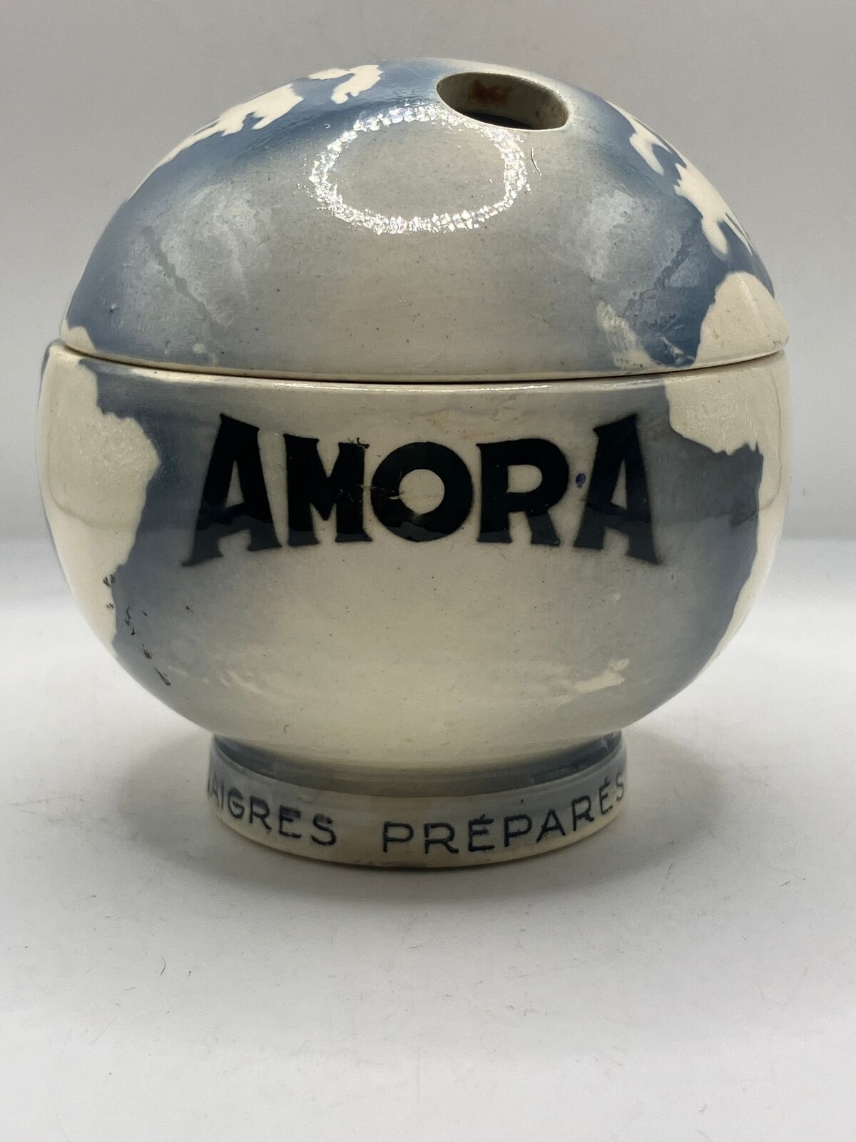 Vintage french mustard jar, Amora globe moutarde