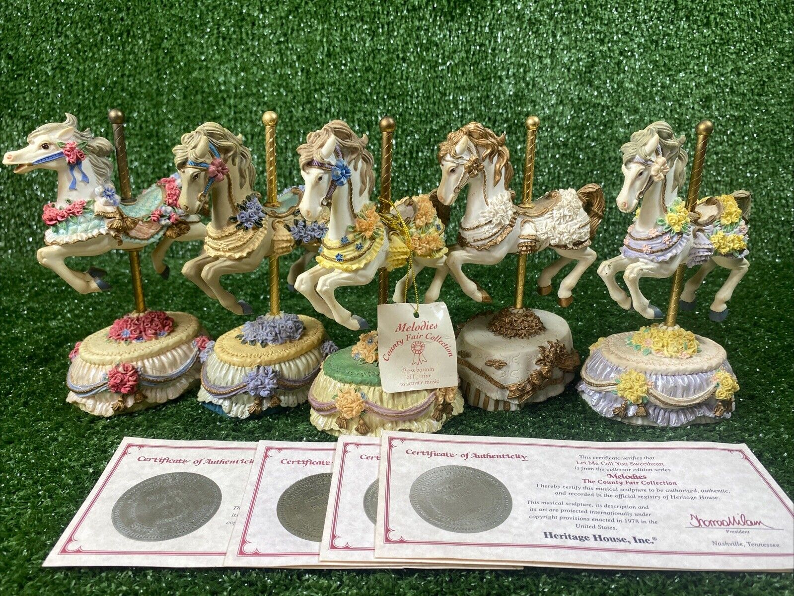 Heritage House Carousel Horse Country Fair Collection Lot of 5 Ex-Condition,