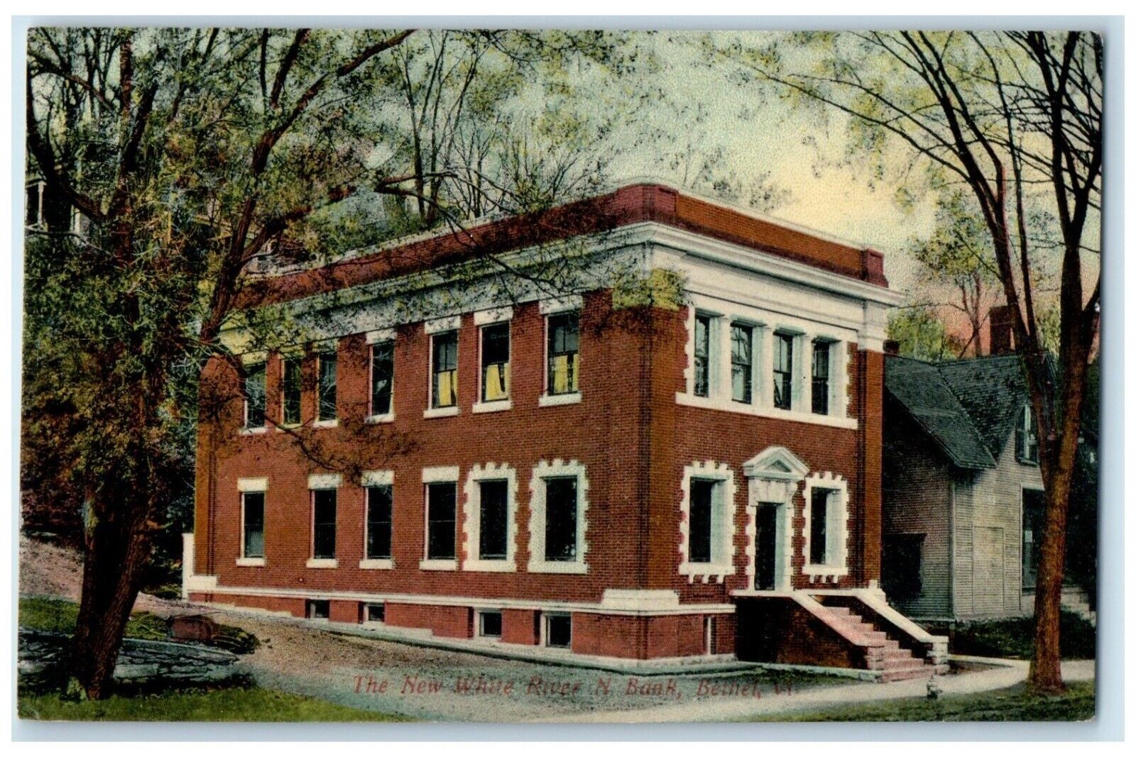 c1910 Exterior New White River Bank Building Bethel Vermont VT Unposted Postcard