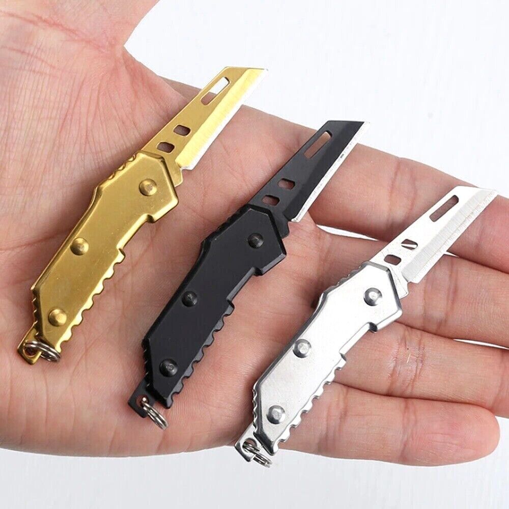 Mini Wharncliffe Folding Knife Survival Pocket Key Chain Camping