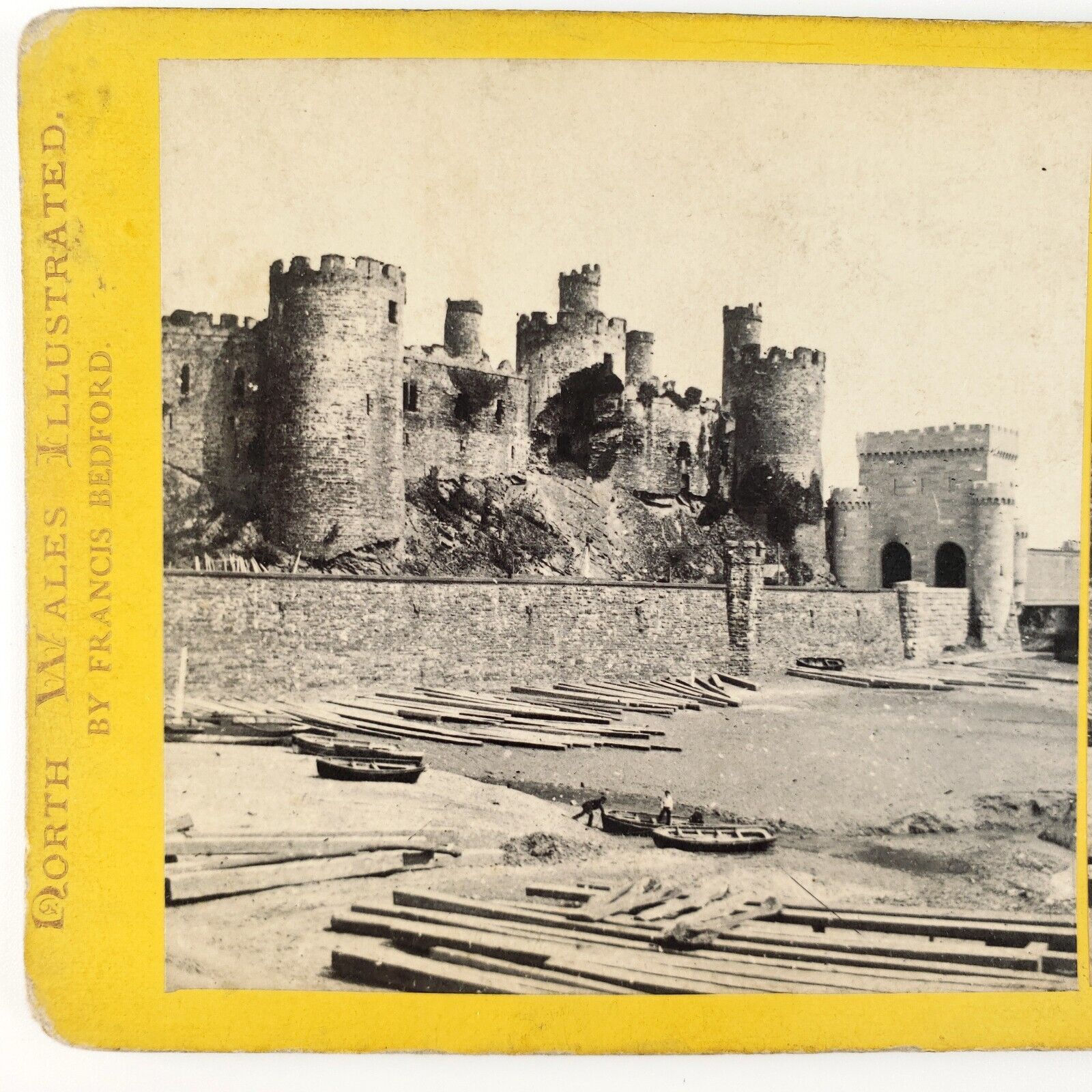 Conwy Castle North Wales Stereoview c1870 Francis Bedford Railway Ties UK D1967