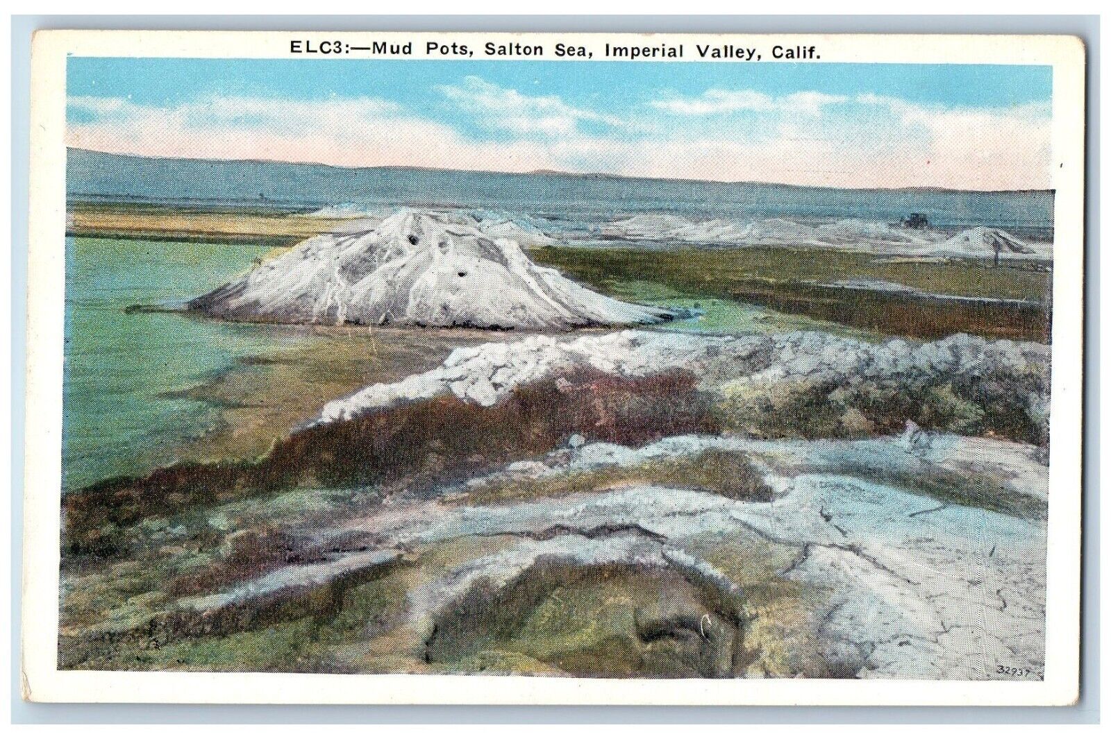 Imperial Valley California Postcard Mud Pots Salton Sea Aerial View 1920 Vintage