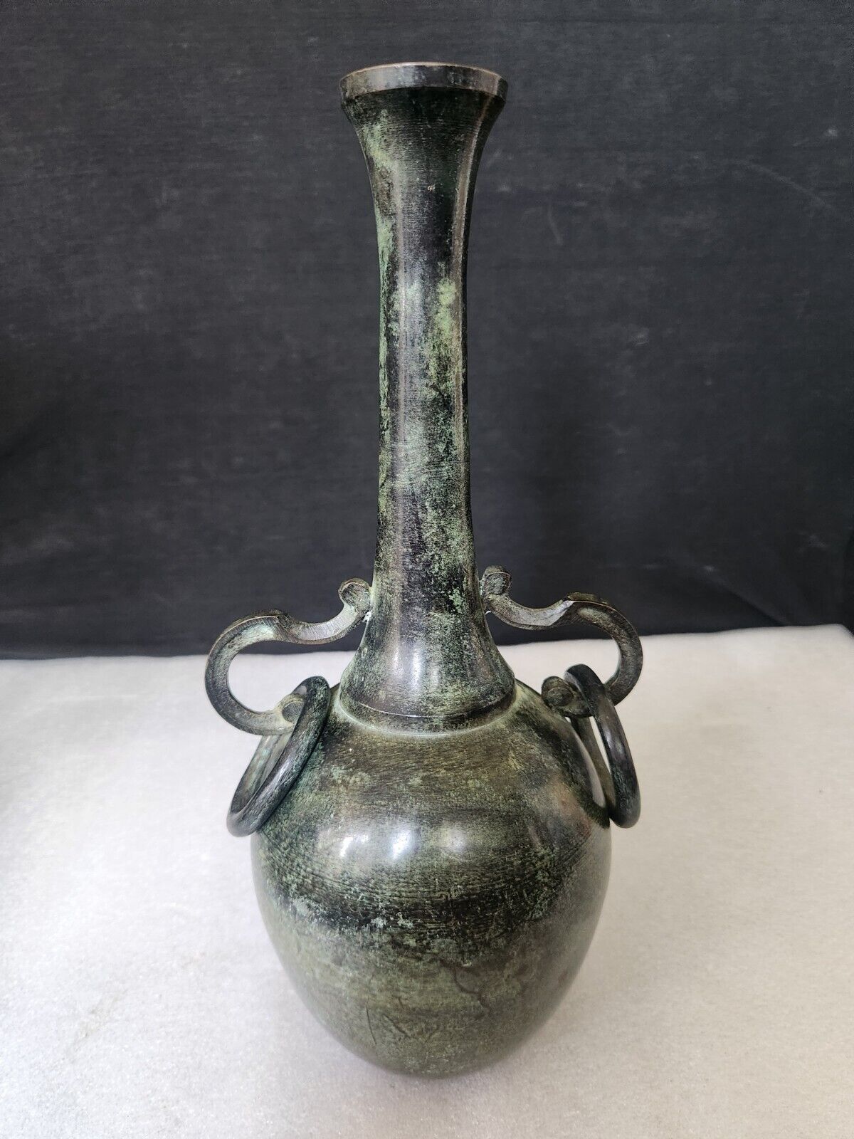 Vintage Green Metal India Vase