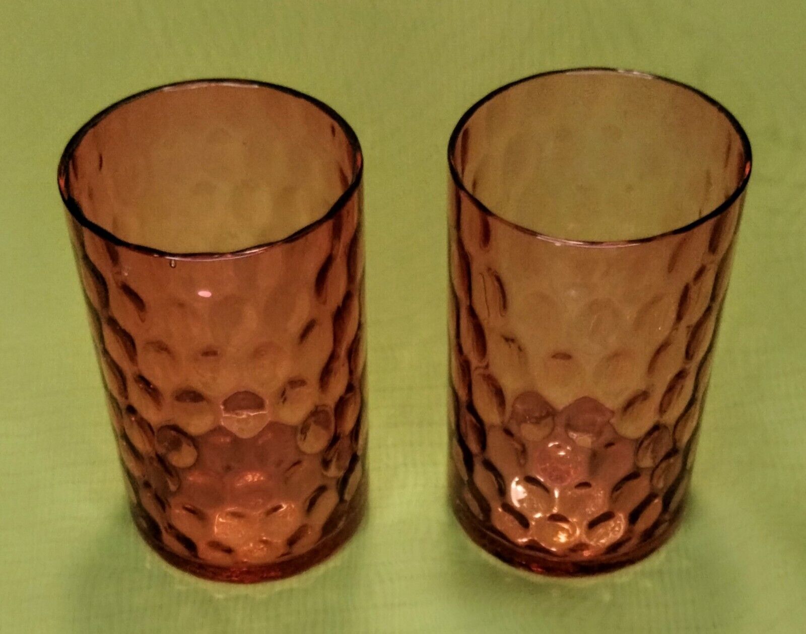 2 FENTON ANTIQUE CRANBERRY GLASS JUICE TUMBLERS REVERSE COIN DOT SPOT