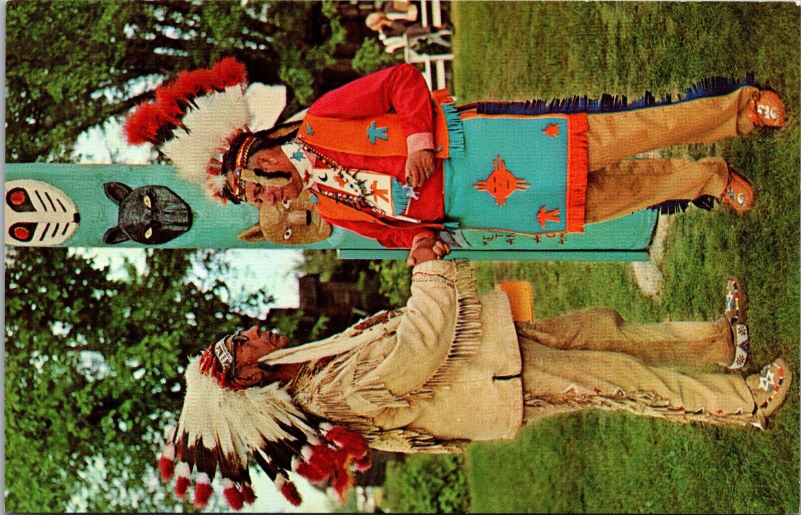 WYALUSING, PA ~ Meeting of CHIEF LOUD VOICE & CHIEF LIGHT FOOT c1950s Postcard