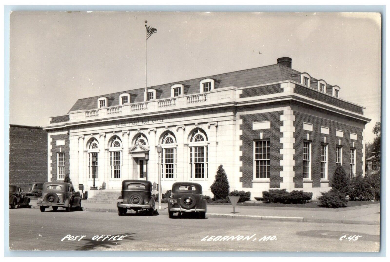 c1940's Post Office Building Cars Lebanon Missouri MO RPPC Photo Postcard