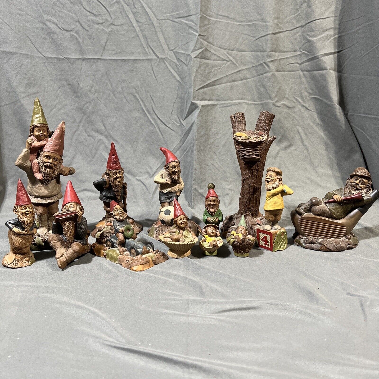 TOM CLARK GNOME LOT SCULPTURES LOT OF 13 1980'S SPORTS SIGNED