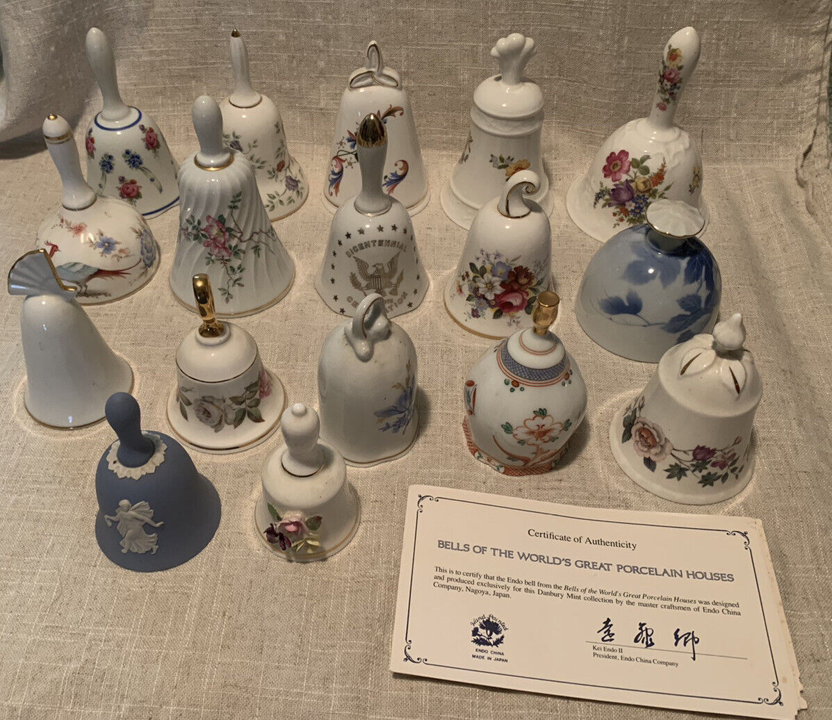 Lot Of 17 Vintage Porcelain Collectible Bells - Exc Vintage Condition