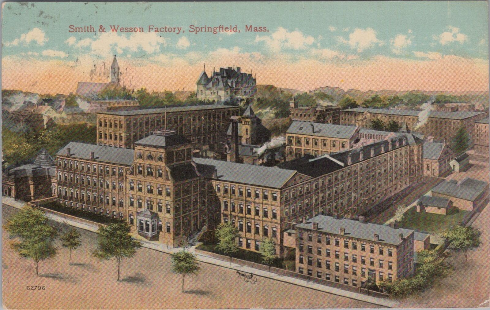 Smith & Wesson Factory, Springfield Massachusetts 1910s Postcard
