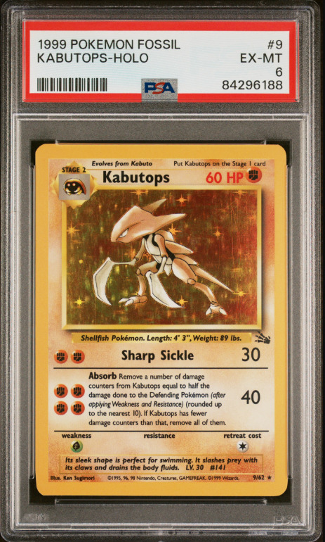 1999 Fossil # 9 Kabutops Holo PSA 6 EX Mint Pokemon