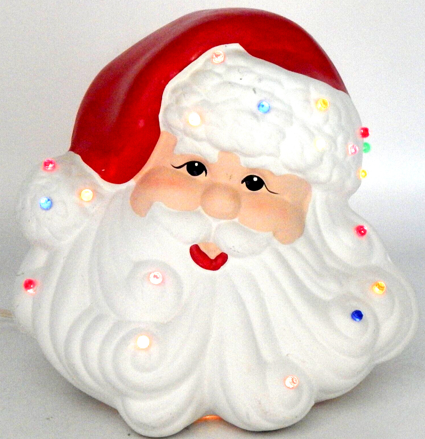 Vintage Santa Claus Head Ceramic Mold Lighted Tabletop Christmas Decor