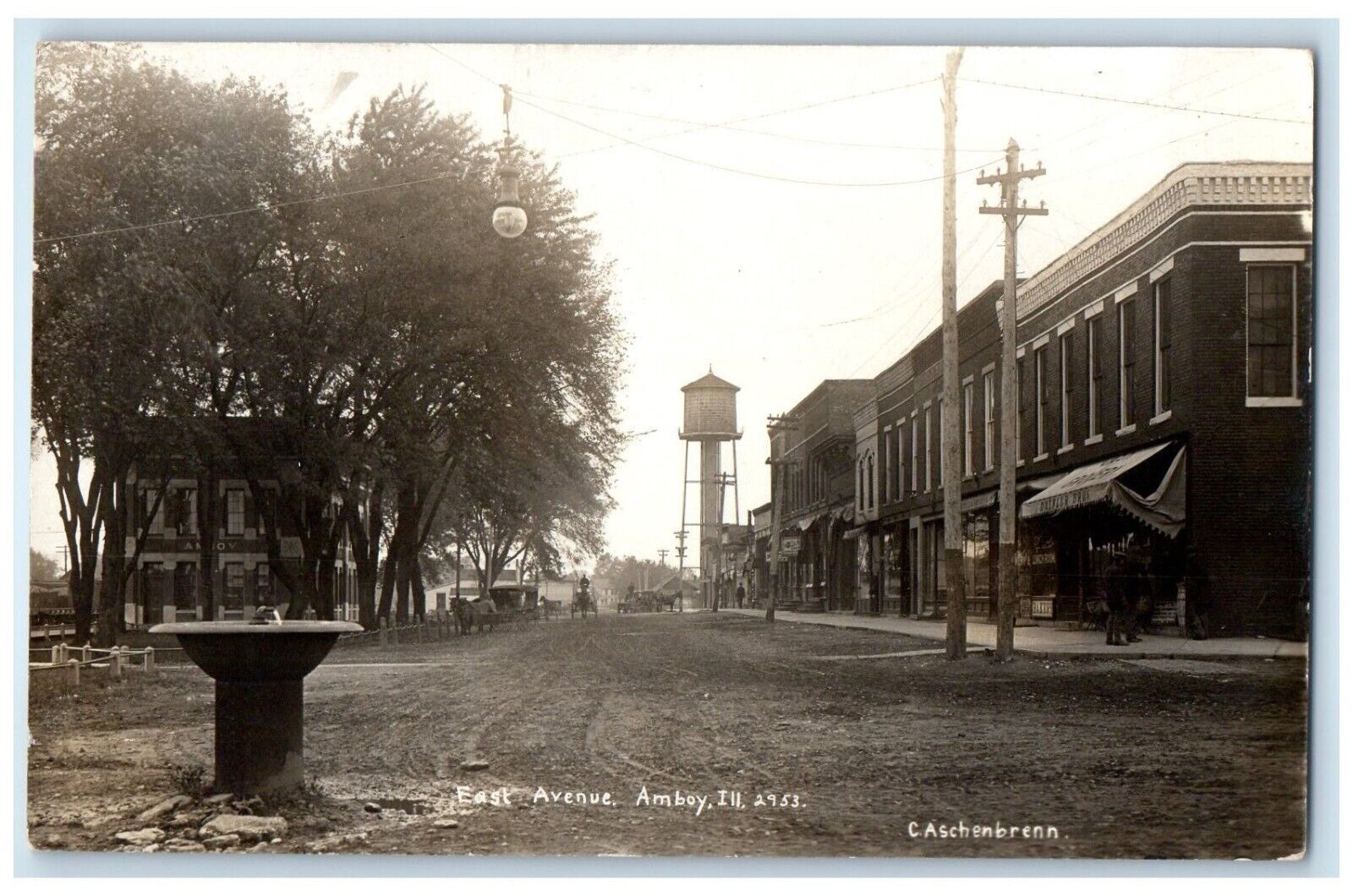 1907 East Avenue Water Tower Amboy Illinois IL RPPC Photo Antique Postcard