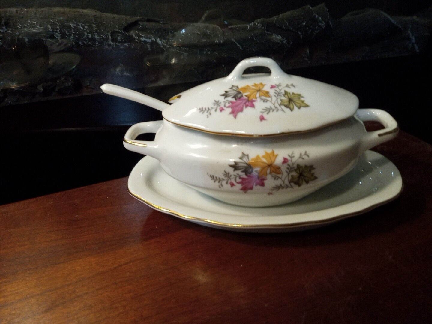 Vintage China Sugar Bowl And Spoon