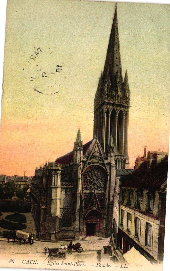 Vintage Postcard- Saint Pierre Church, Caen 1900-1910