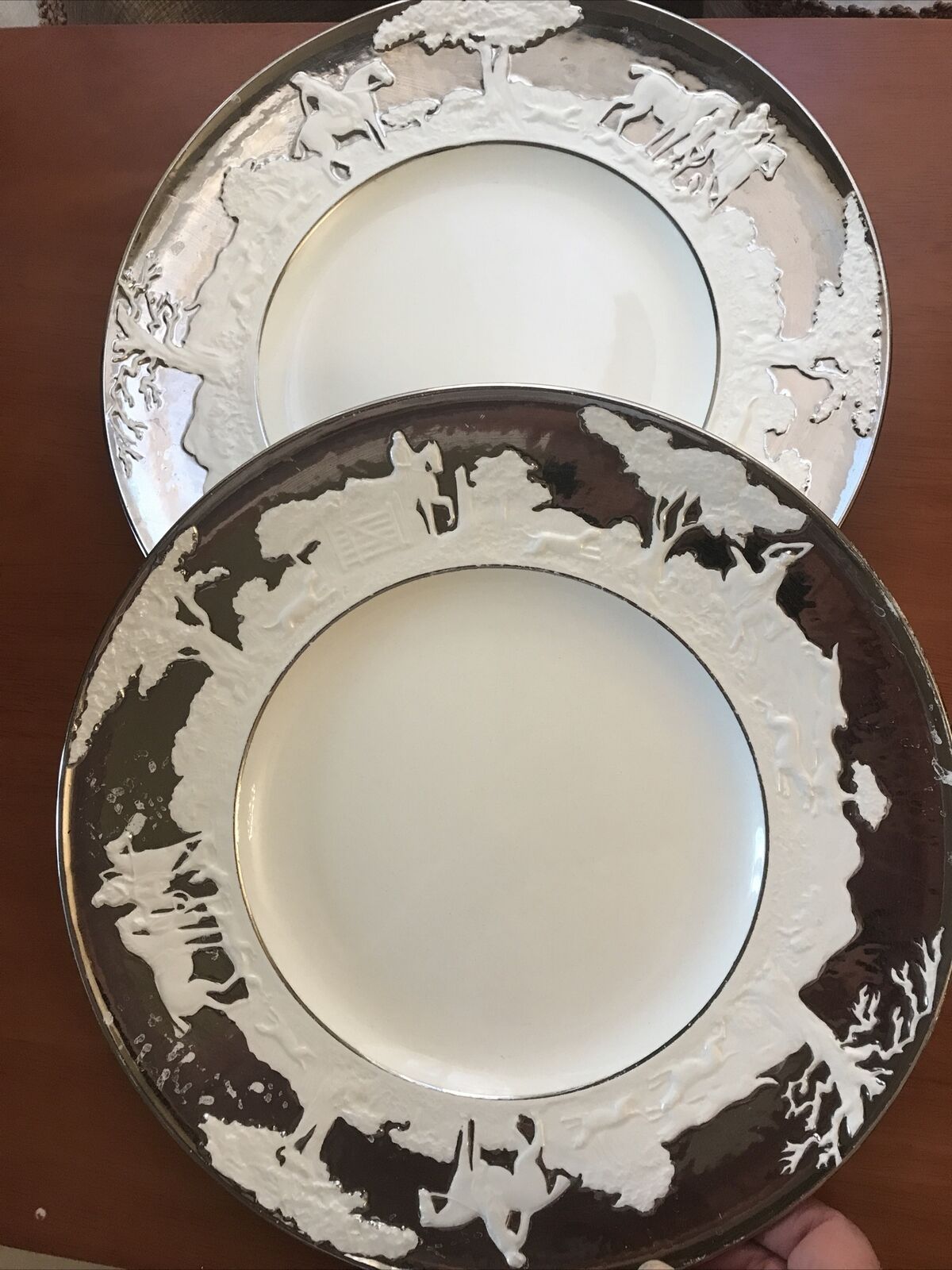 Rare Wedgwood Dinner Plates X 2  D' Ye Ken John Peel 1940 Pattern Numbered