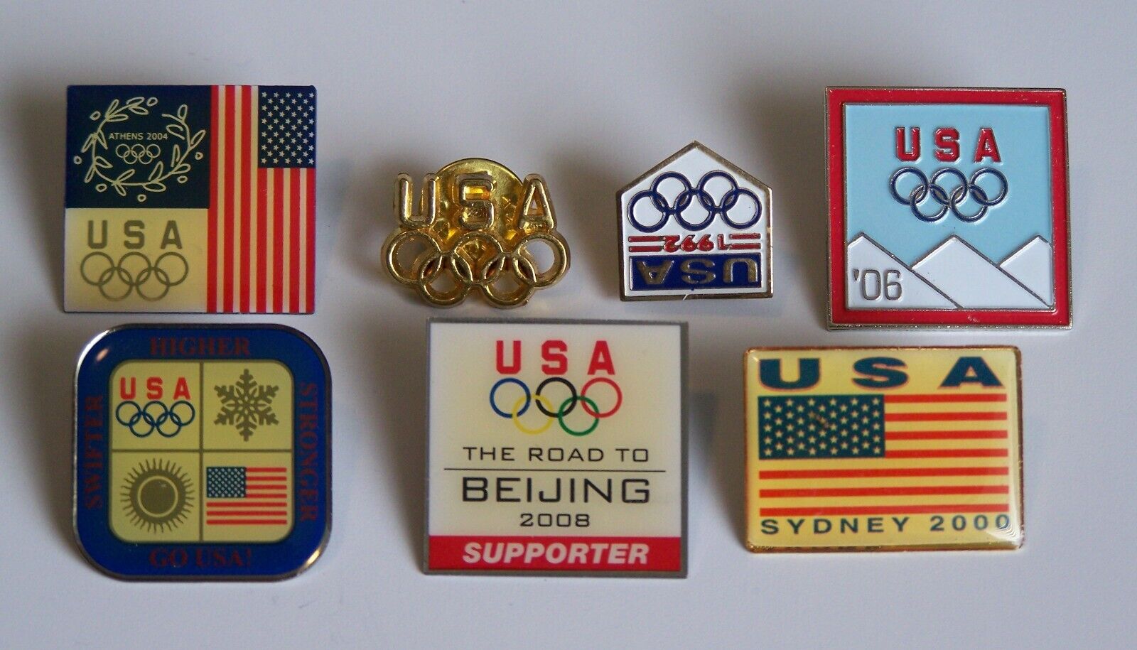 Vintage Team USA Olympics Supporter Pins  Lot of 7 Pins plus 3 Bonus Pins