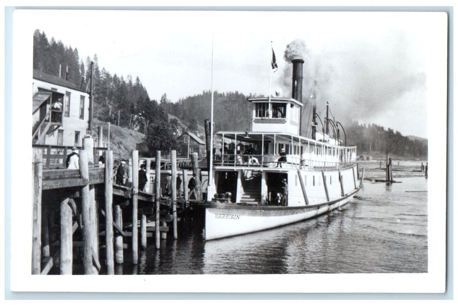 Harrison Idaho ID RPPC Photo Postcard Steamer Ferry Dock c1940 Vintage Antique