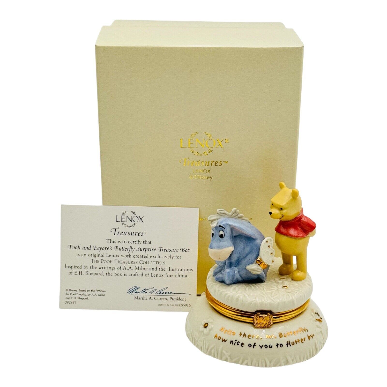 Lenox Elephant Pooh And Eeyore’s Butterfly Surprise Treasure Box Trinket Box