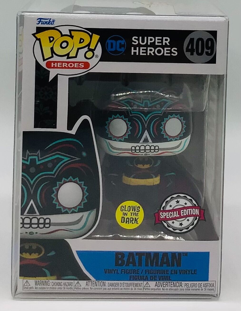 Funko Pop DC Super Heroes Batman Glow #409 Special Edition with POP Protector