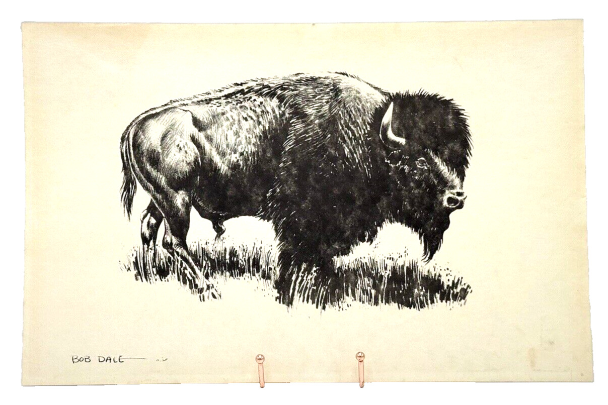 VTG Bob Dale Western Print-North American Buffalo-Old West-Wall Art  11\