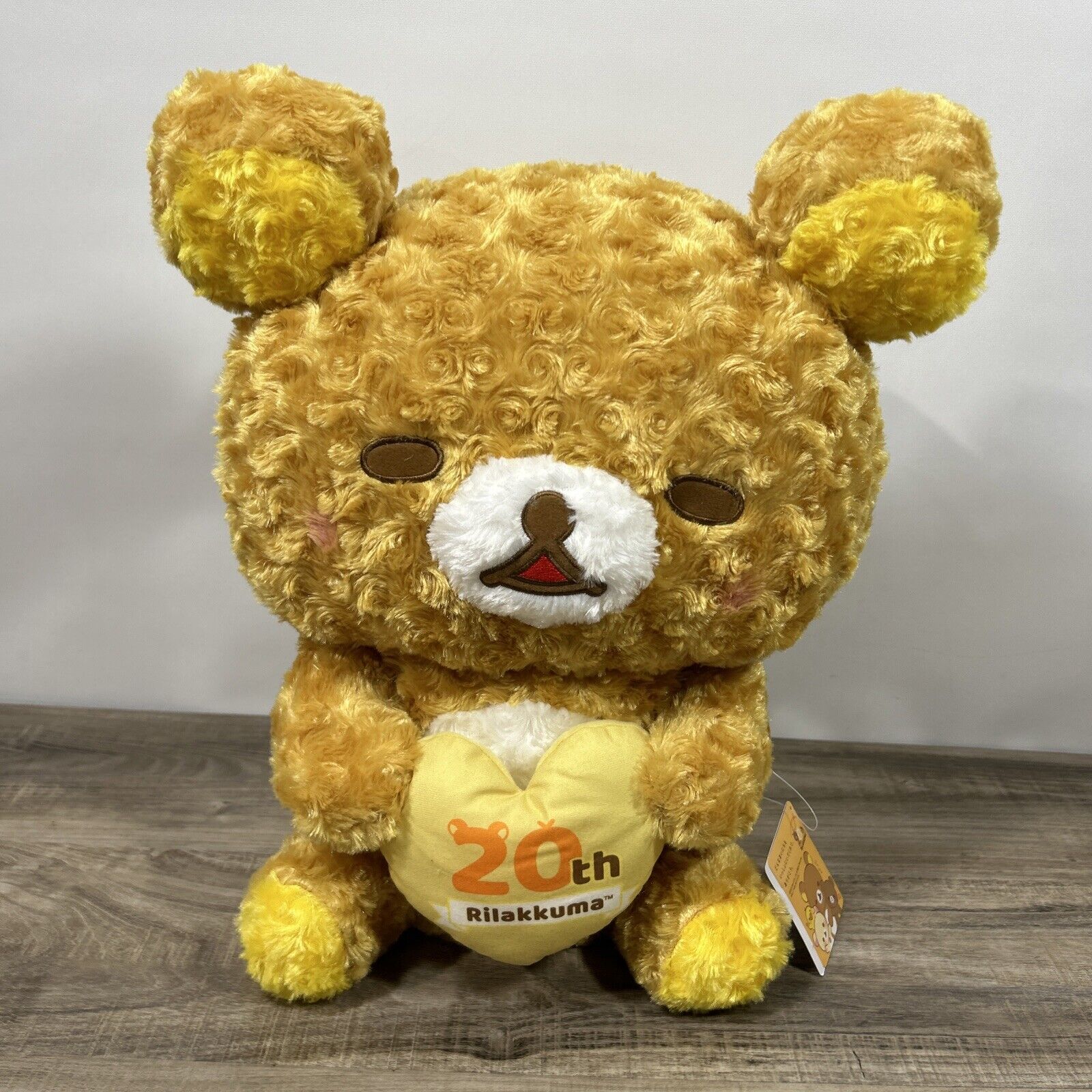 Rilakkuma 20th Rose Boa Fluffy Heart Plush Toy Doll XL Premium Brown 16.5in