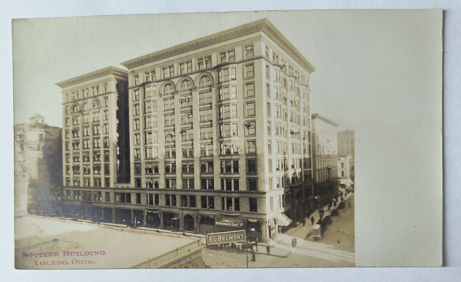 RPPC Toledo Ohio OH Spitzer Building Patterson\'s Cafe Real Photo Postcard L7