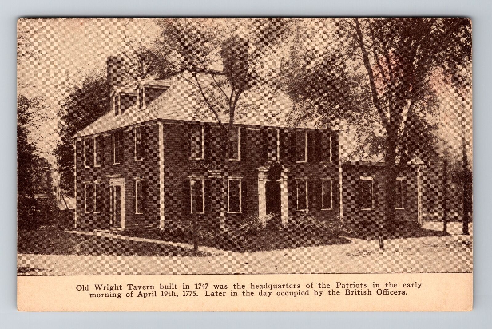 MA-Massachusetts, Old Wright Tavern Built in 1747, Vintage Postcard