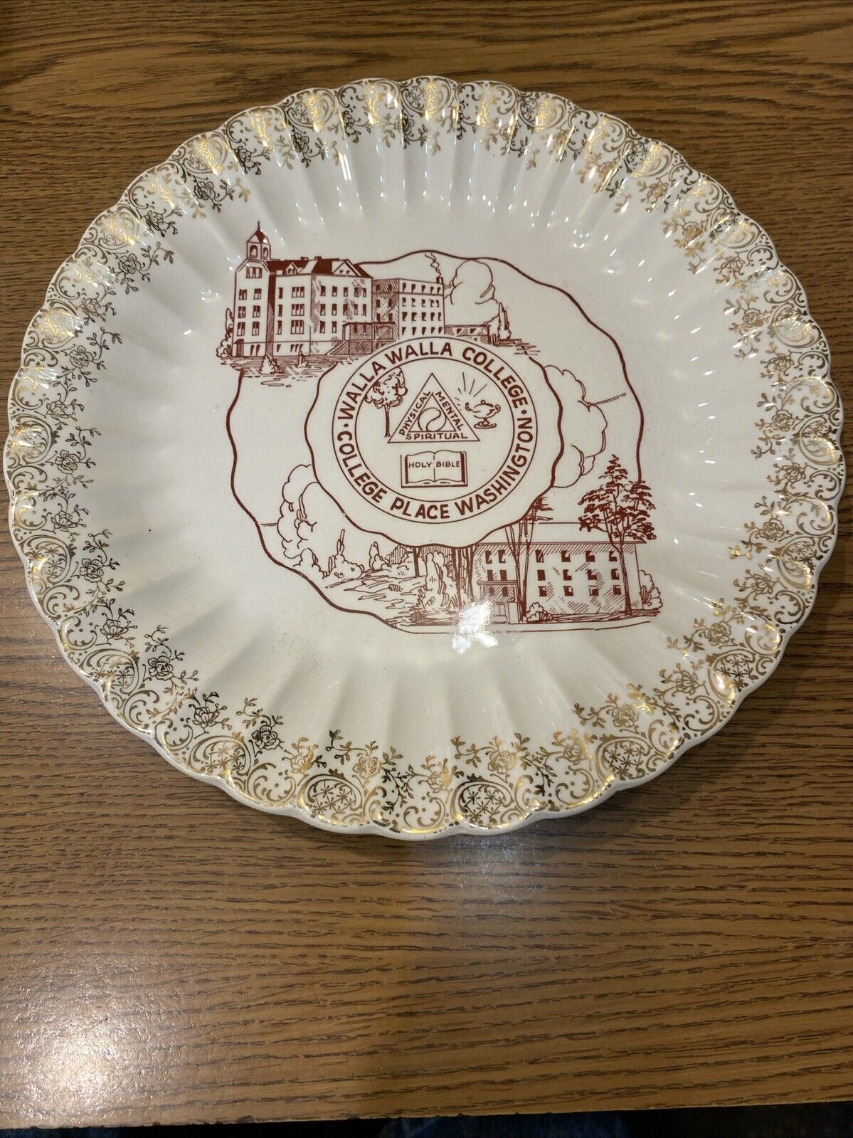 Vintage Walla Walla College Souvenir Collectable Plate/ College Place Washington