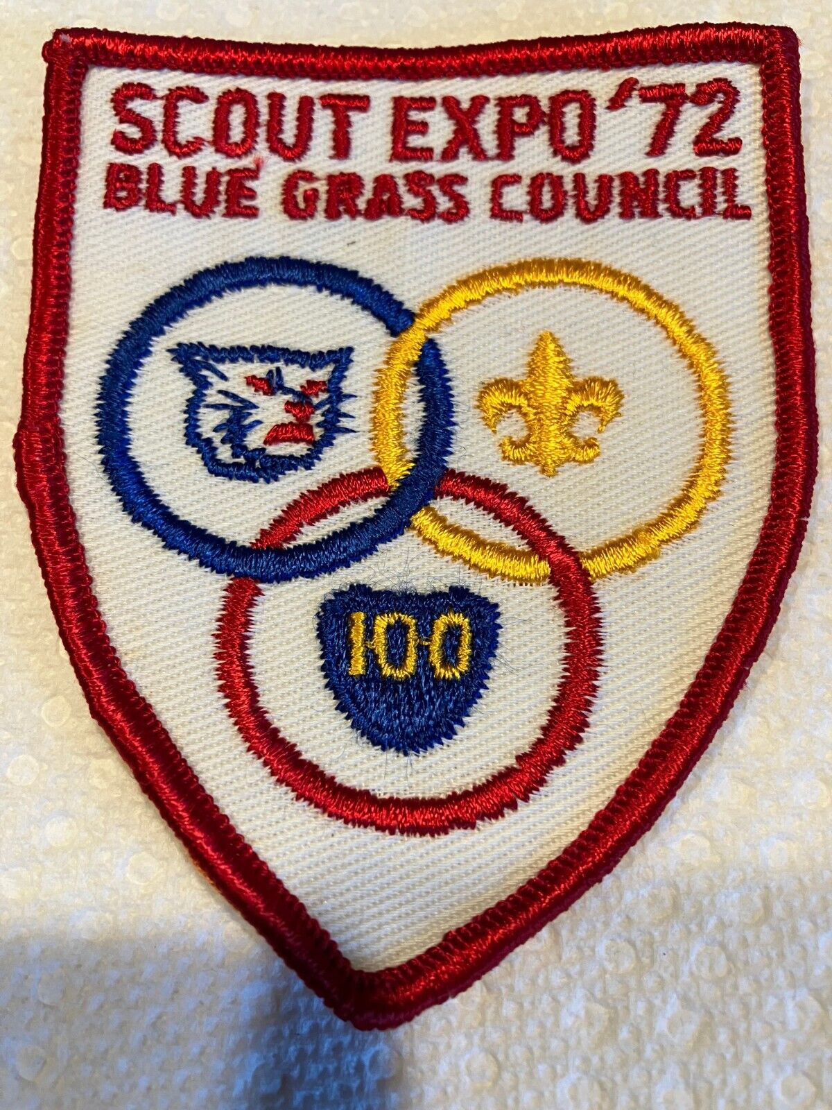 1972 Blue Grass Council 100 Boy Cub Scout Twill Embroidery Patch Gauze Back BSA