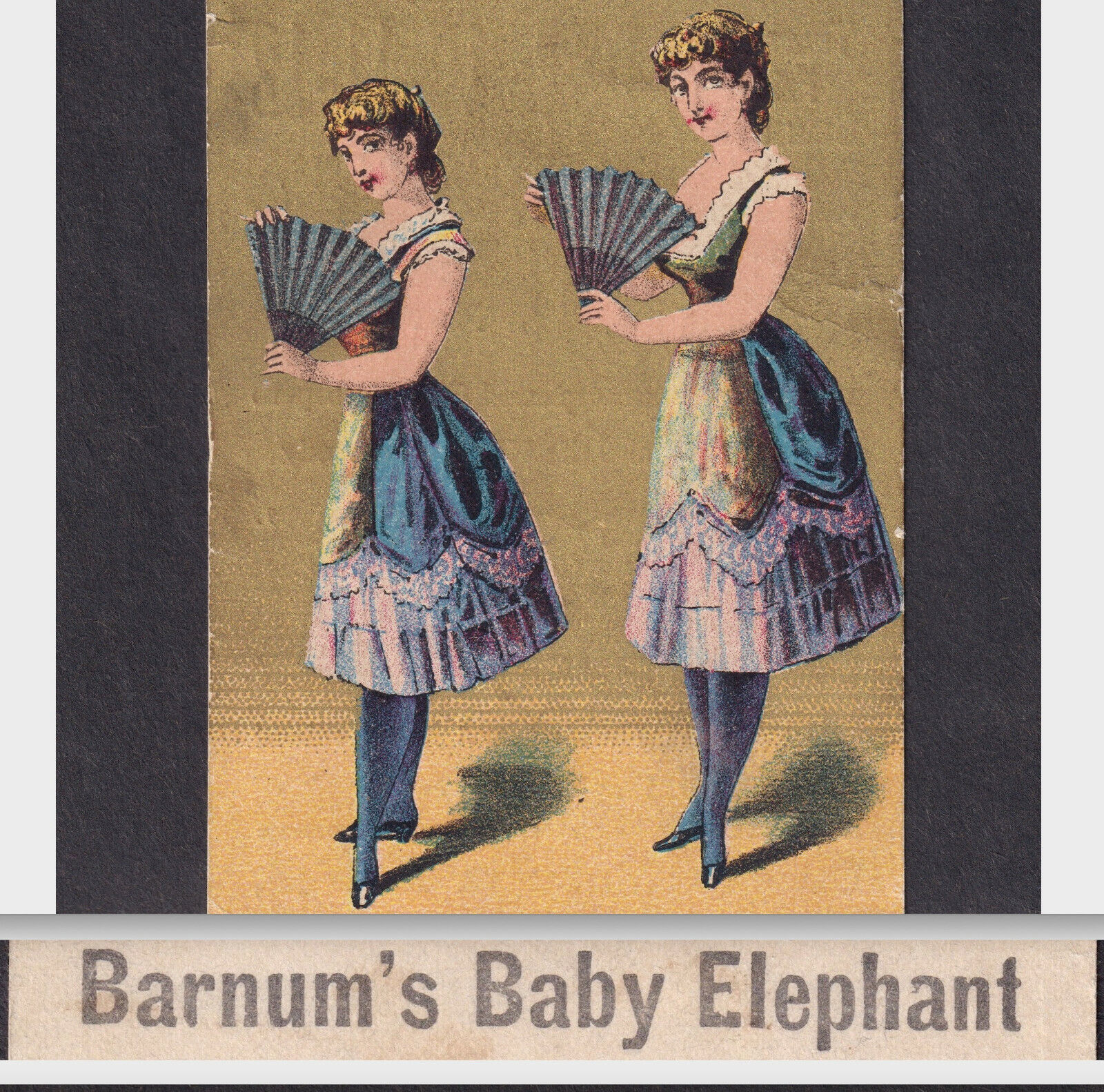Barnum Circus Baby Elephant Goldie & Steel Comedy Grand Opera House Trade Card