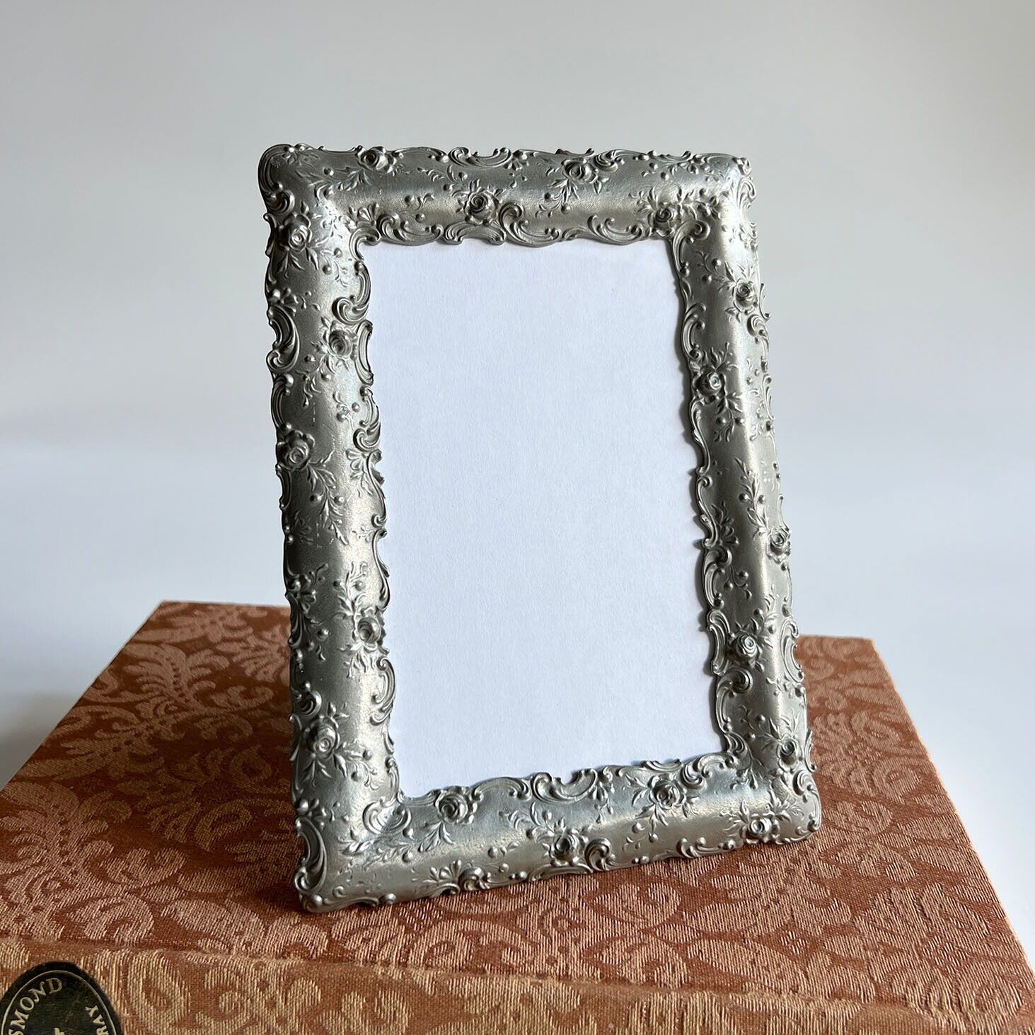 Vintage Frame Gorham Pewter  Floral Silver Tone Frame 7x5 for 4x6 Table or Wall