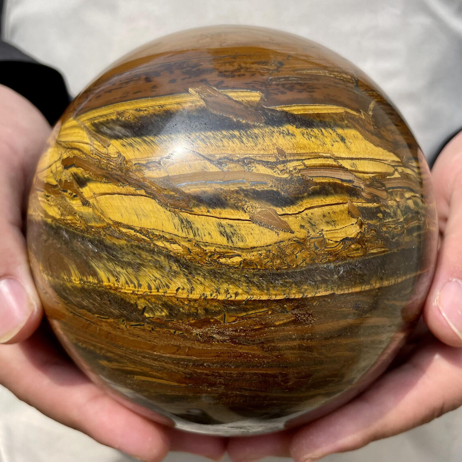 Natural tiger's eye ball quartz crystals sphere gem reiki healing 2880g