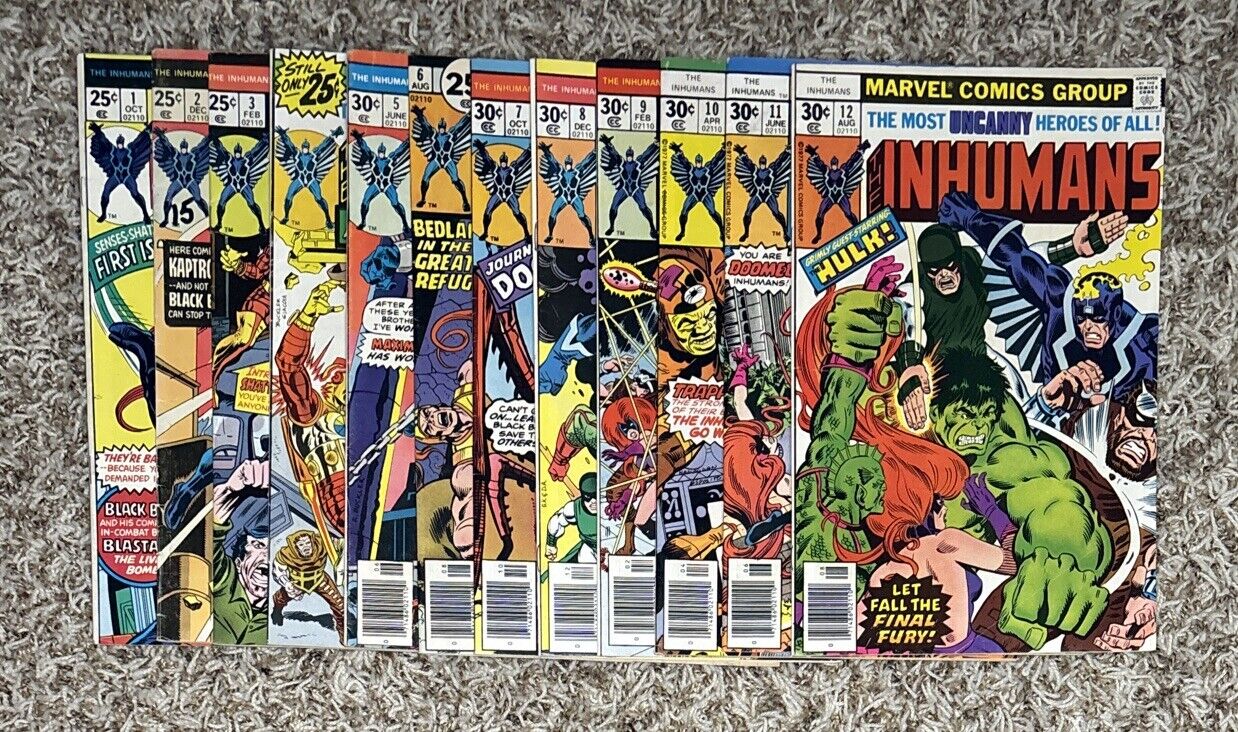 Inhumans #1-12 complete 1975 to 1977 series set 1 2 3 4 5 6 7 8 9 10 11 12 lot